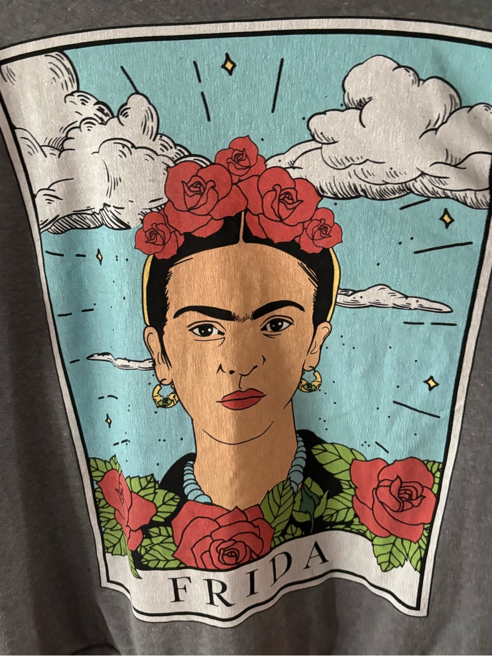 Frida Kahlo Graphic sweatshirt. Size 4x. Some light staining at collar.